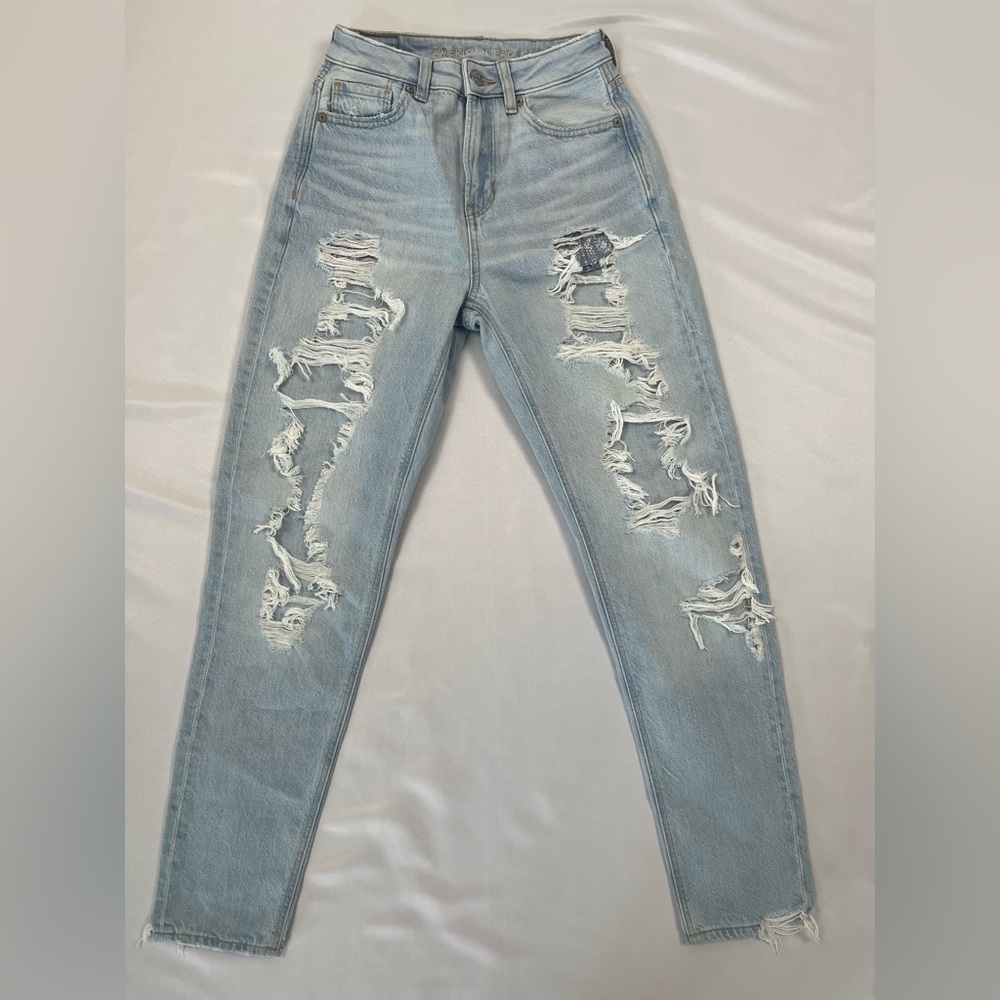 American Eagle distressed mom jeans